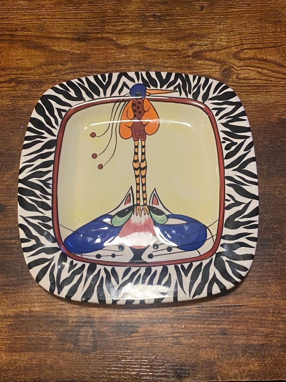 Lynda Corneille SWAK Casper Cat Blanche Bird Plate Wall Hanging 10 1/4" VTG 2002